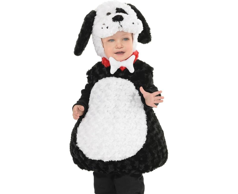 Black & White Plush Padded Puppy Dog Costume Toddler Large 2-4T Halloween